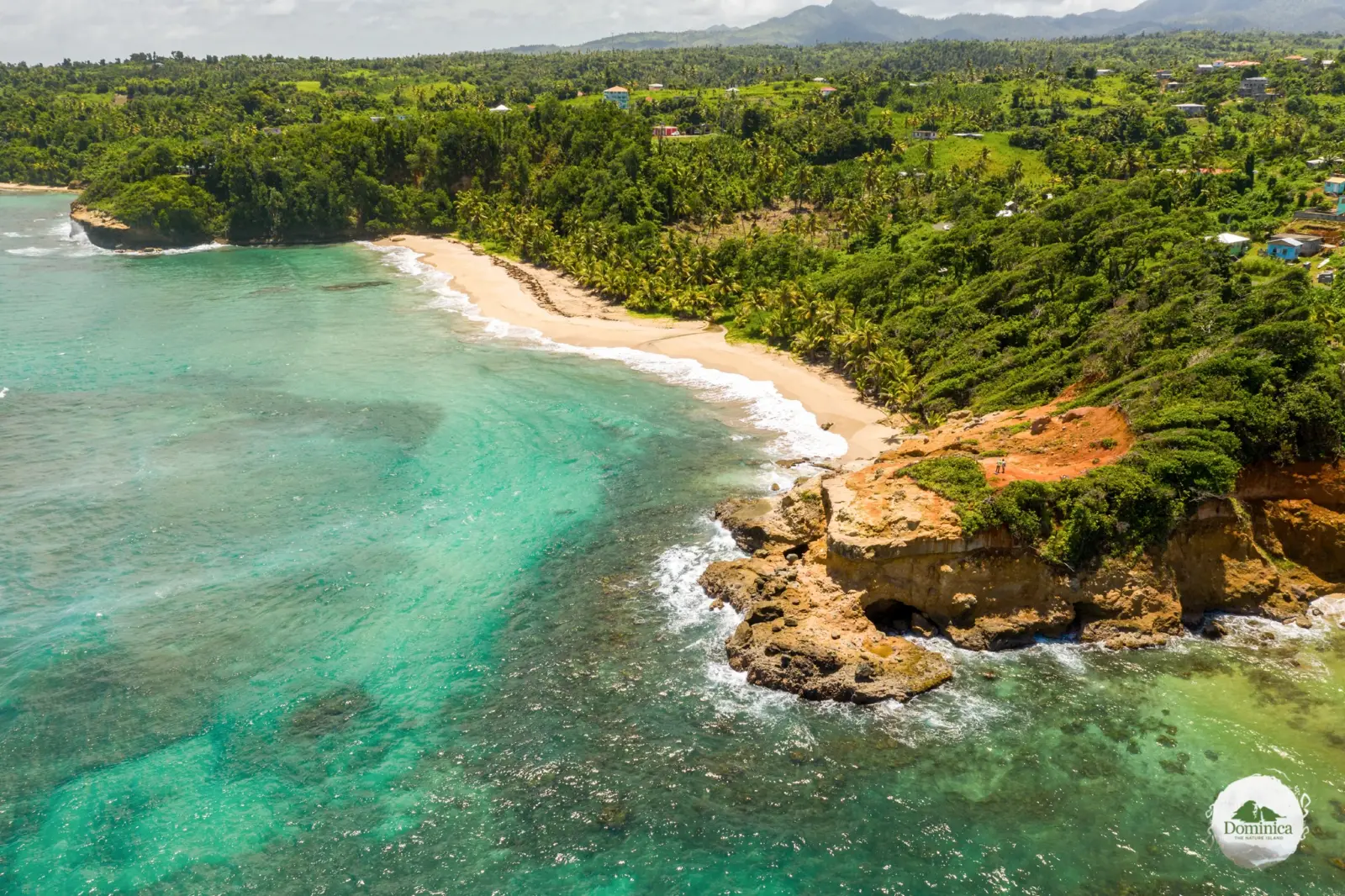 Dominica’s Caribbean coastline from the air